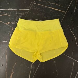 lululemon athletica Neon Yellow High-Rise Running Shorts